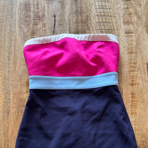 Likely Marena Strapless tube colorblock fitted Dress pink blue NWT size 2 - Picture 2 of 9